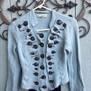 Light Blue Women's Button-Front Sweater Cardigan by catch